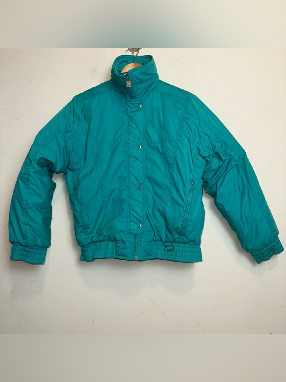 Vintage 1980s Ski Lion Puffer Jacket Women’s Size Large Teal Green Retro Winter